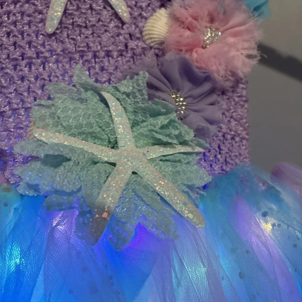 Mermaid Tutu‎ Dress for Girls, Size 5-8 Light up for Halloween Birthday  Party